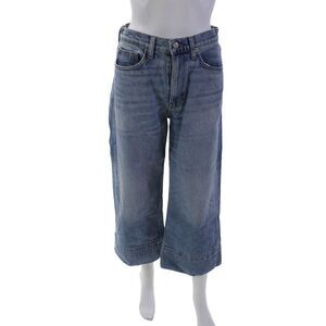 Brock Collection Womens Cotton Denim Five Pocket High-Rise Wide Leg Jeans Blue S